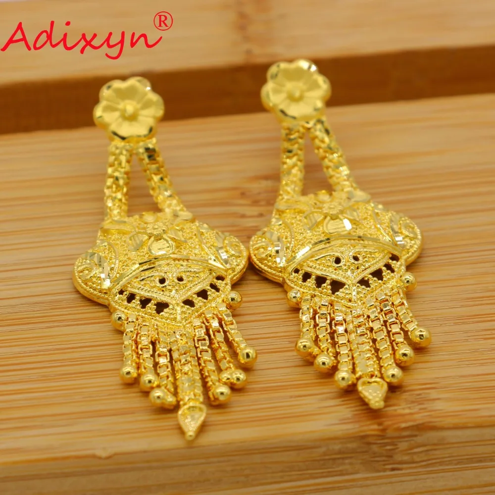 Adixyn индийский набор украшений для женщин девочек золотого цвета с кисточками ожерелье/серьги элегантные арабские свадебные подарки N070113