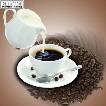 

5D Diy Diamond Embroider Painting Full Round Diamonds Coffee Cross Stitch Rhinestones Crystal Coloring By Numbers Decoration