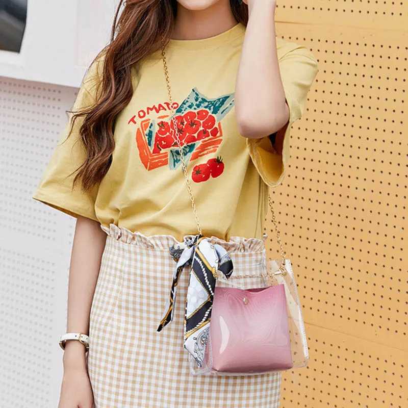 

Summer New Women Shoulder Bags High Quality PVC Transparent Girls Handbag Crossbody Messenger Bag Women Fashion Phone Clutch