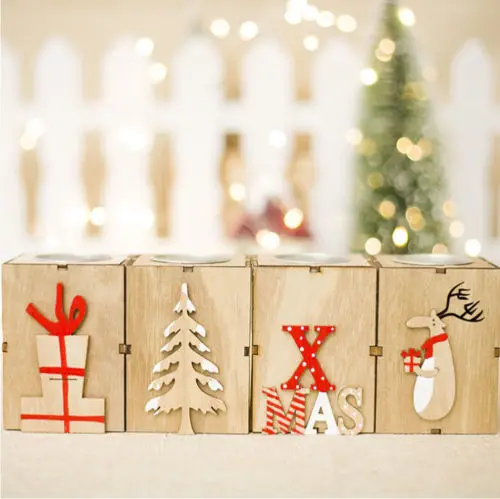 Рождественский деревянный подсвечник фотолампа для светильник шения чая
