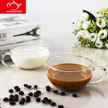 250 мл* 2 шт набор стеклянных чашек для домашнего пупка утолщенные кофейные чашки пара прозрачных кофейных кружек кружки для влюбленных взрывозащищенное стекло