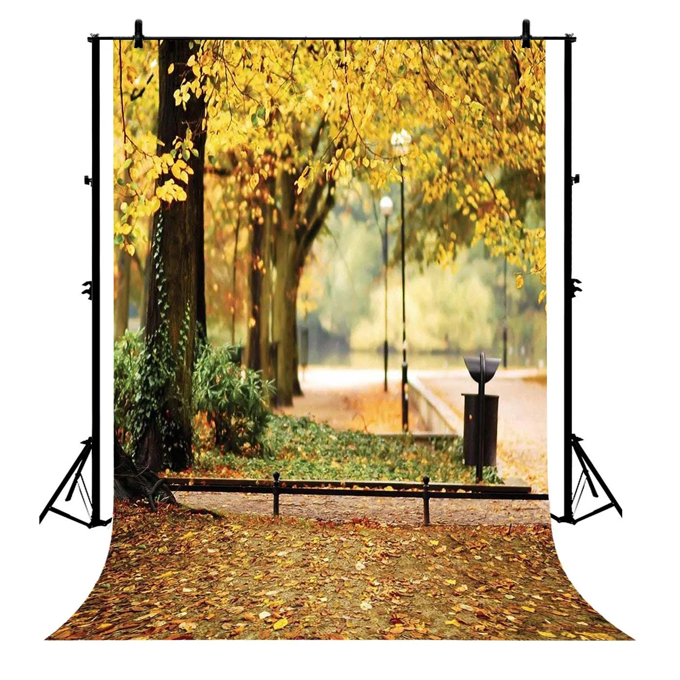 

5x7ft Rural Forest Fall Leaves Nature Autumn Scene Polyester Photo Background Portrait Backdrop