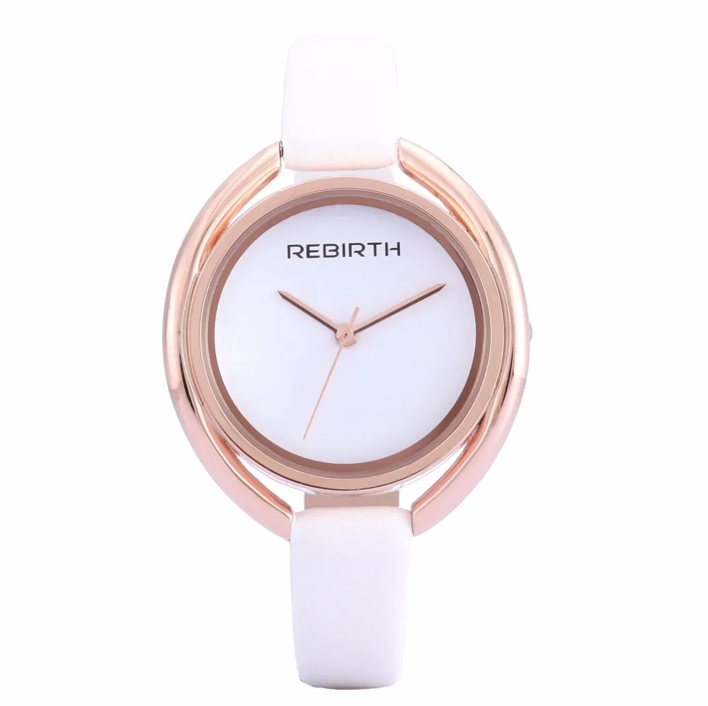 

2018 New Rebirth Fashion Casual Simple Design Ultra Slim Leather Strap quartz bracelet lady wristwatches feminino military gift