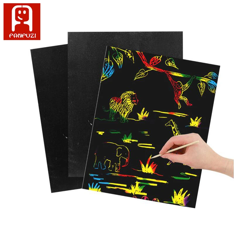 On Sale 10 Page Scratch Note Black Cardboard Creative DIY Draw Paper