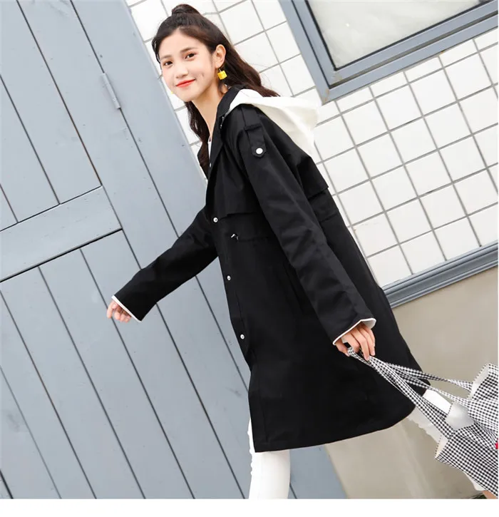 Ceinture vent Avec Personnalité Long Mi 2019 pink orange Nouvelle Couleur Patchwork Black yellow khaki W739 Coupe Mode Tranchée Manteau Femmes Léger BxtBXqYw