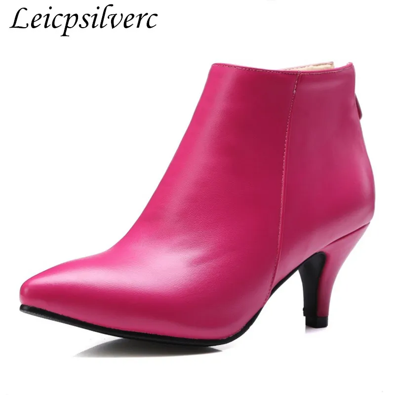 

Autumn and winter fashion sexy Pu Short boots Fine root zipper High-heeled shoes Women's Boots woman Women's Shoes Plus Size