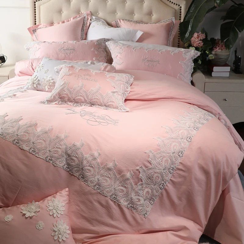 Luxury Egyptian Cotton Lace Princess Royal Bedding Sets Queen King