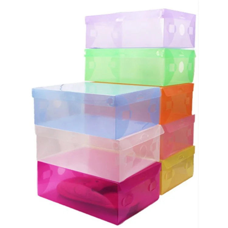 5x transparent clear plastic shoe boxes stackable foldable organizer