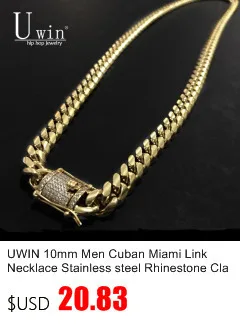 UWIN Iced Out Bling rhinestone crystal Goldgen финиш Майями кубинская звеньевая цепь Мужская хип-хоп ожерелье ювелирные изделия 20,24, 30, 36 дюймов