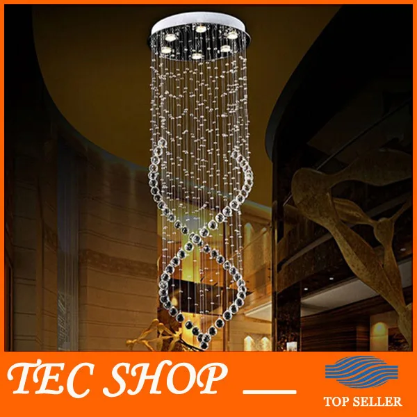 

JH Modern Crystal Chandelier Light Fixture Duplex Stairs LED Crystal Lamp for Ceiling Villa Hall Chandelier Droplight Free Ship
