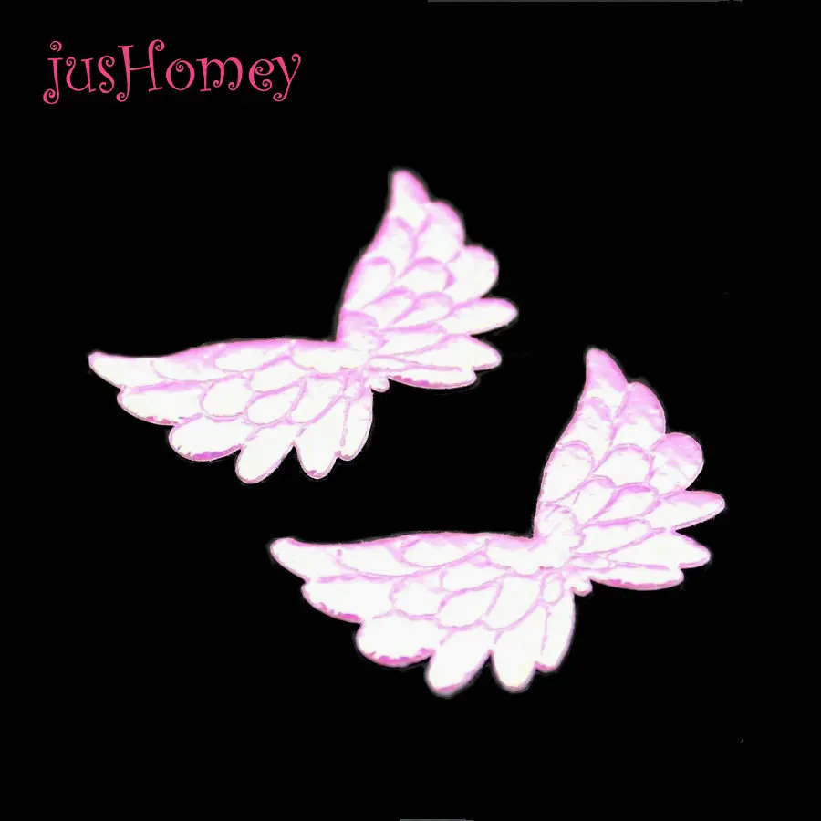 50 шт. разноцветные переливающиеся тканевые Крылья Ангела 35 мм двухсторонние блестящие аппликации в виде крыльев Ангела кукольные крылья для скрапбукинга патчи - Цвет: Pink
