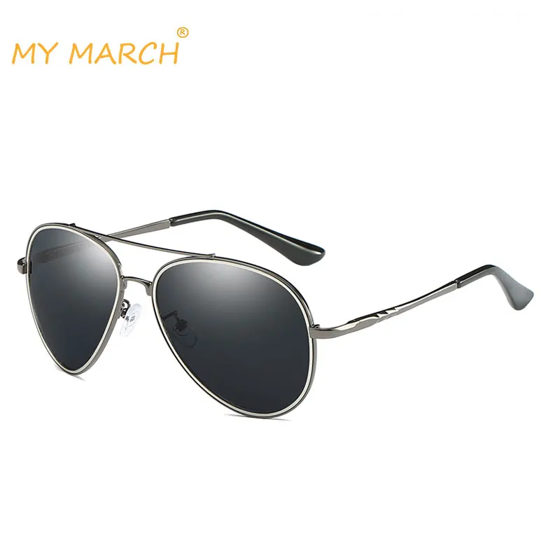 MYMARCH Модные поляризованные солнцезащитные очки для мужчин фирменный дизайн винтажные Пилот солнцезащитные очки для мужчин Классические Сплав Мужские очки Oculos UV4400 - Цвет линз: C6 Gun