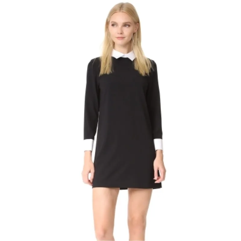 Abito nero Con Colletto Bianco Manica Corta Vestito Da Estate Scuola di  Stile di Gusto Squisito Delle Donne Mini Vestito Estivo|dress with|black  dressdress style - AliExpress
