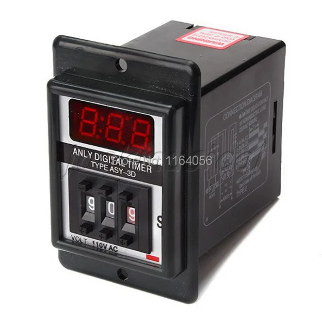 

1pc ASY-3D AC 110V 2NO 2NC 8P 999 Seconds 999Sec 3-Digit Display Timer Relay