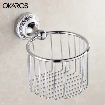 

OKAROS Toilet Paper Roll Holder Shelf Basket Holder Storage Basket Rack Stainless Steel Gold Chrome Finish Bathroom Accessories
