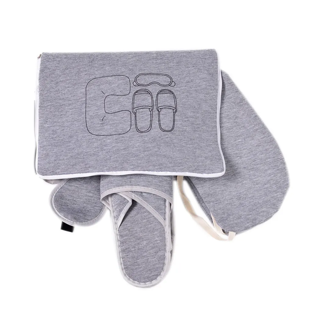 

AOTU 1 Set U Shape Car Neck Pillows Eye Mask Slippers Storage Bag Kit Airplane Car Office Sleep Home Rest Cushion