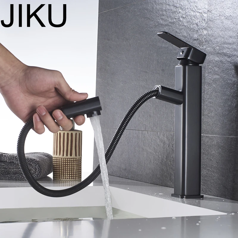 

JIKU Copper Baking Paint Hot and Cold Black Ancient Oblique Faucet European Waterfall Wash Basin Bathroom Faucet Kitchen Faucet