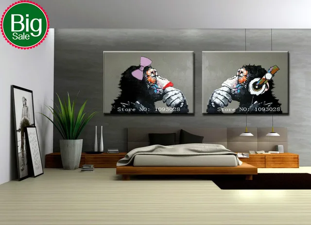 Hand Painted Gorilla Wall Art Picture Living Room Home Decor Hand Painted Gorilla Wall Art Picture Living Room Home Decor Abstract Cool Thinking Oil Painting