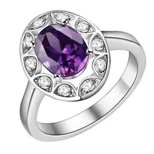 2016 Fashion Jewelry Silver Color Oval Ring with zircon Beautiful woman for a wedding gift hot AR438