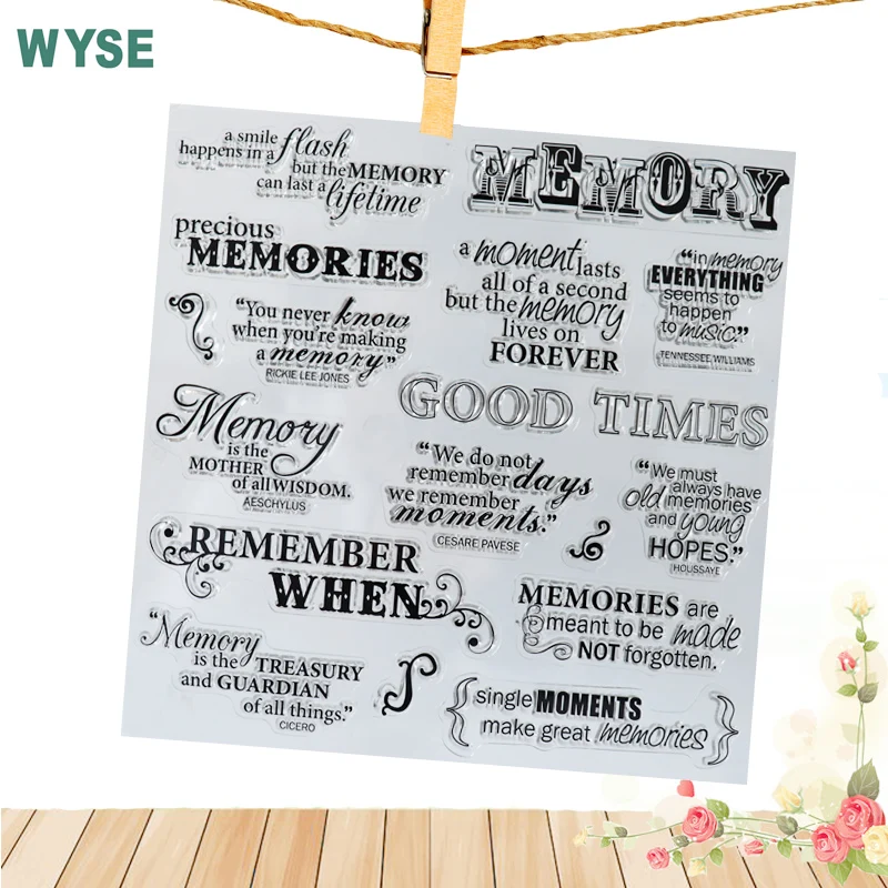 

20*20cm Memory vintage rubber Stamp english word motto stamps Alphabat letter clear stamps Crafts Seal for DIY Scrapbooking