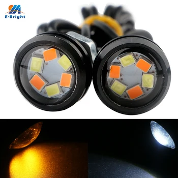 

Car Styling 2 PCS DRL 2835 6 SMD 23MM Car Daytime Running Lights White + Amber 12V DC Day Light Dual Color Turn Signal Lamps