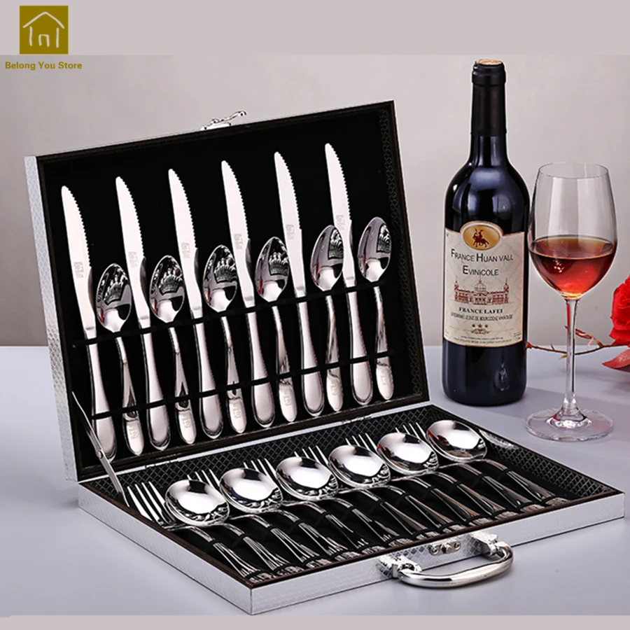 European Dinnerware Stainless Steel 24pcs Cutlery Set Luxury Table Facas Flatware Set Aparelho De Jantar Party Tableware LKF095 European Dinnerware Stainless Steel 24pcs Cutlery Set Luxury Table Facas Flatware Set Aparelho De Jantar Party Tableware LKF095
