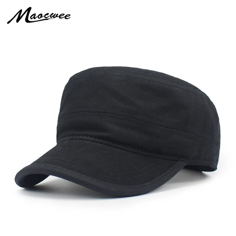 Women-Army-Military-Captain-Hat-Spring-Autumn-Black-Cap-Cotton-Military ...