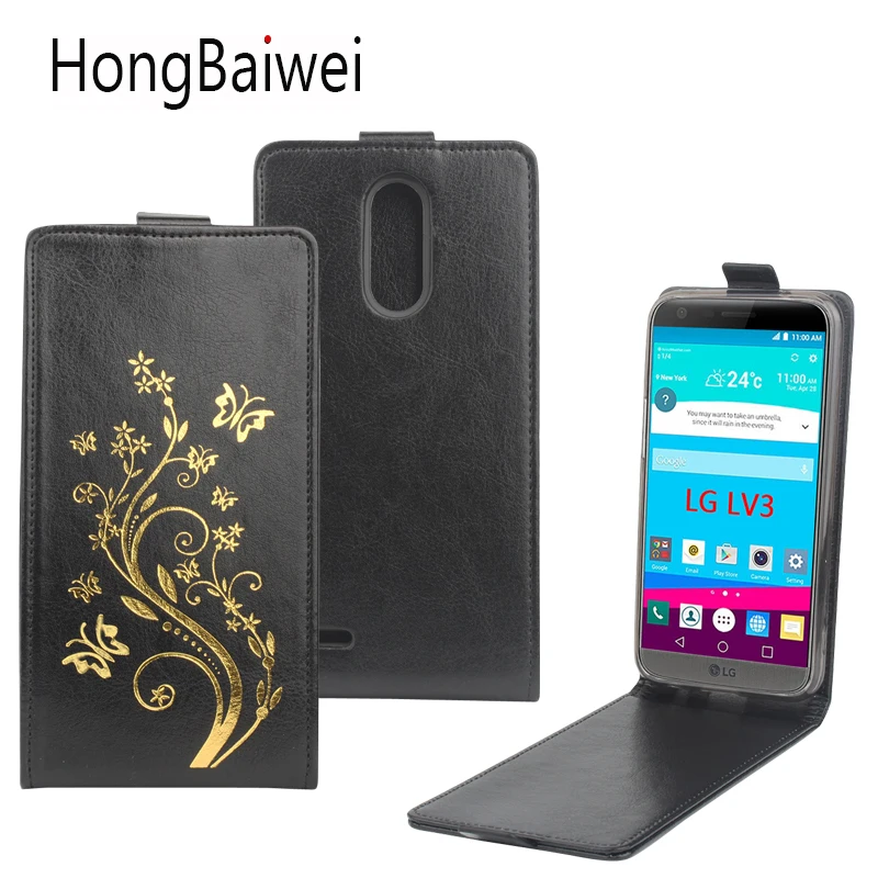 

HongBaiwei for LG LV3 Case Flip Flower Henna Clear Luxury Leather Phone Coque Cover for LG LV3