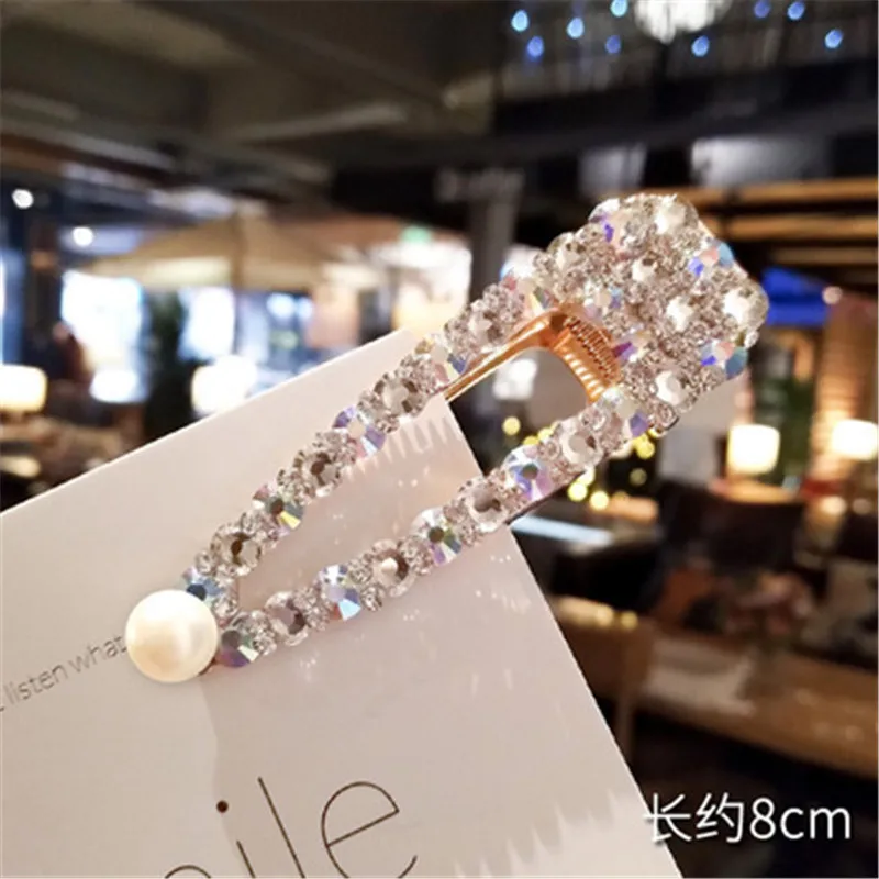1 pearl gold 8cm Мода 1 шт. хрустальные шпильки для волос большой зажим для волос для женщин девочек Стразы шпильки для волос заколка аксессуары для волос - Цвет: 1 pearl gold 8cm