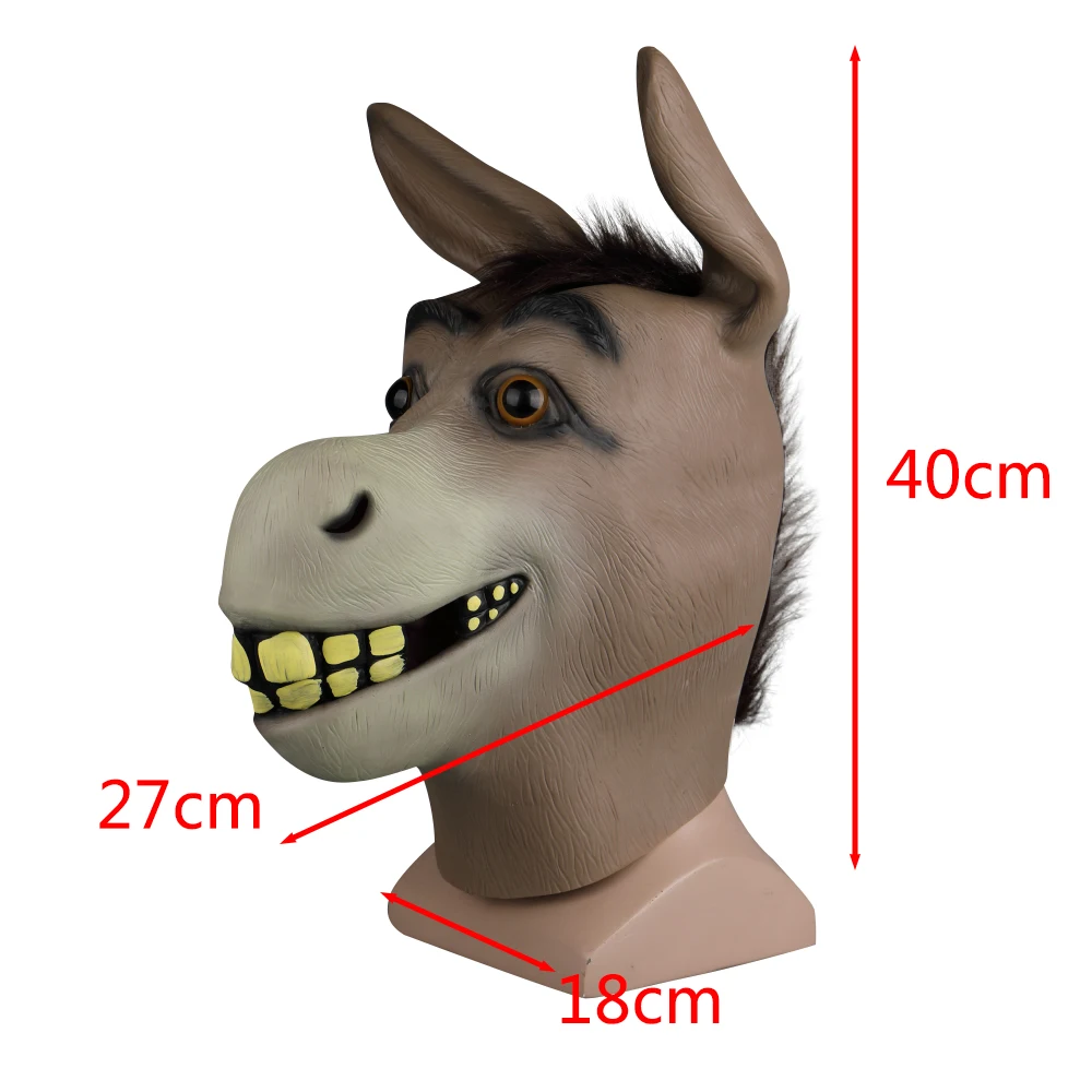 Funny Adult Creepy Funny Donkey Horse Head Mask Latex Halloween Animal Cosplay Zoo Props Party Festival Costume Ball Mask (4)