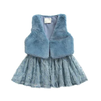 

Kids Girl Clothes Winter Baby Vest Coat with Lace Hem Design Children Waistcoat Solid Print Baby Outerwear
