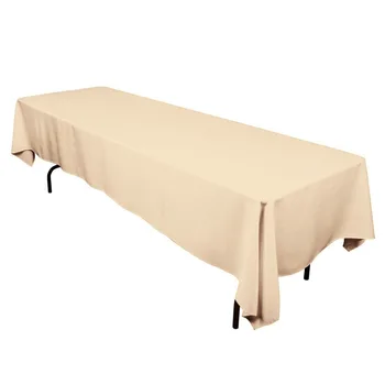 

HK DHL Stain Feel 220*330cm Polyester Rectangle Tablecloth Beige for Wedding, 5/Pack