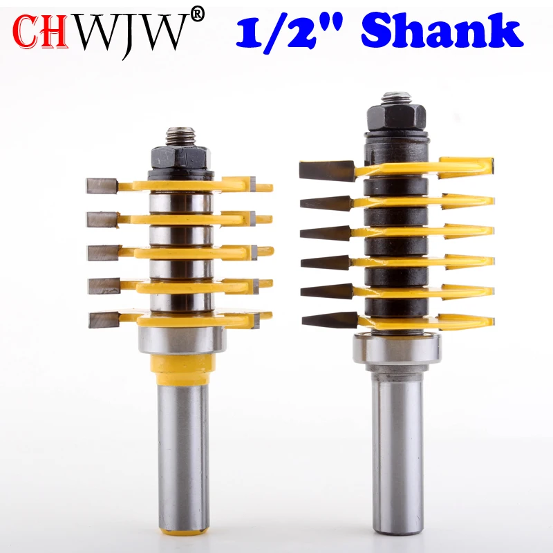 2pc 1/2"Shank Adjustable Box & Finger Joint Router Bit Set C3 Carbide