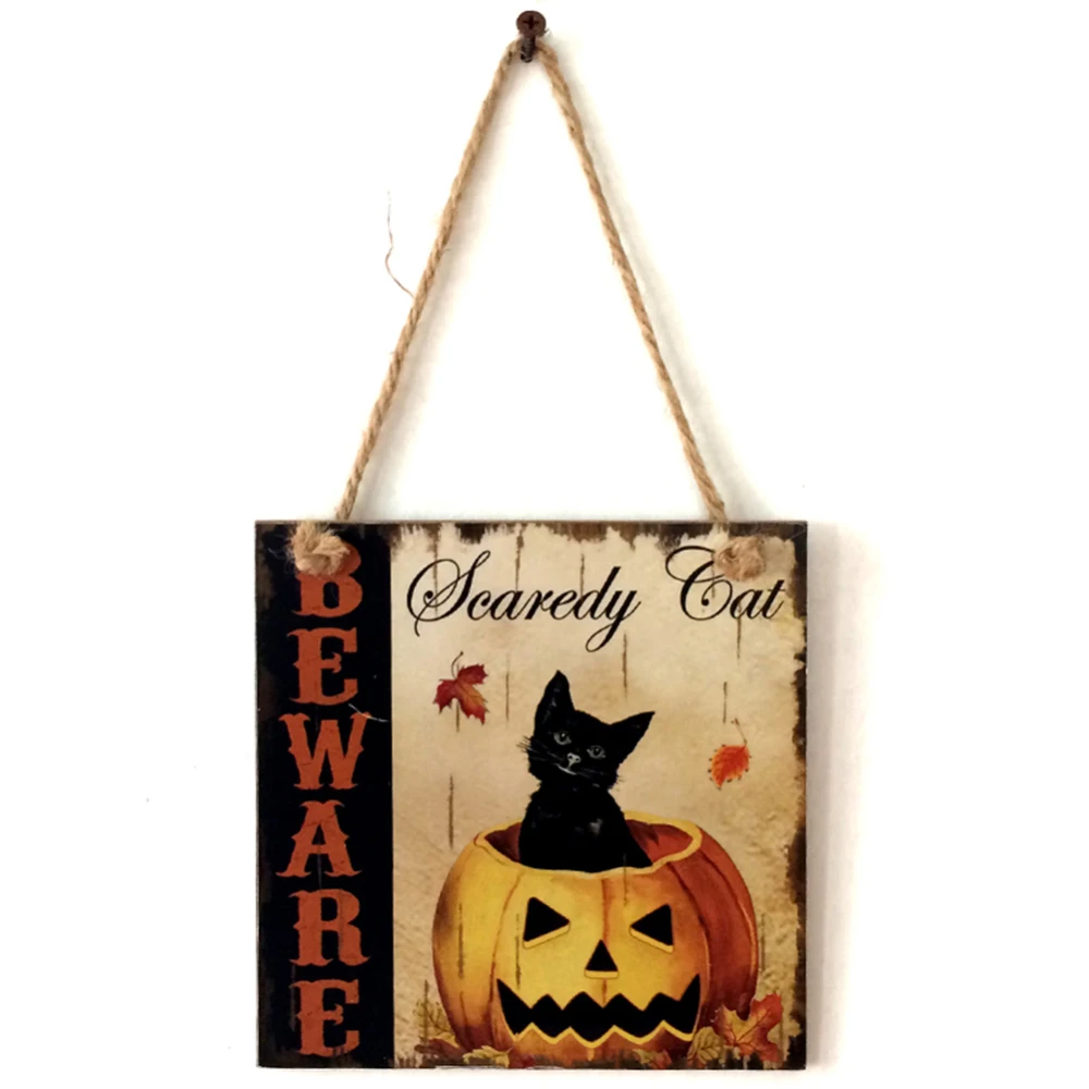 

New Halloween pendant tag Pumpkin Wooden Door Plate Doorplate Wall Hanging Sign Halloween Decor