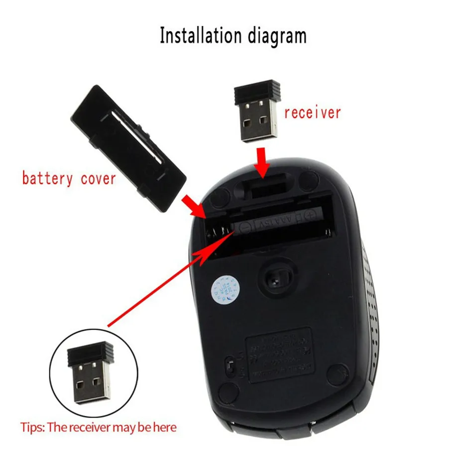 Basix 2.4G Wireless Mouse Portable Optical 6 Buttons 1200 DPI Mice5