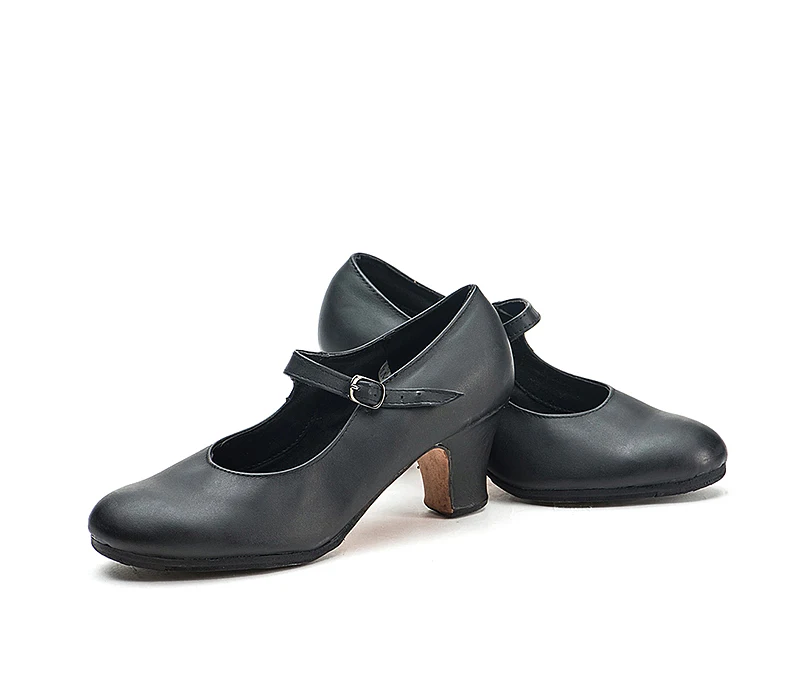 Sansha/Классическая танцевальная обувь для фламенко на среднем каблуке 6 см, черная танцевальная обувь FL1CL FL1LS