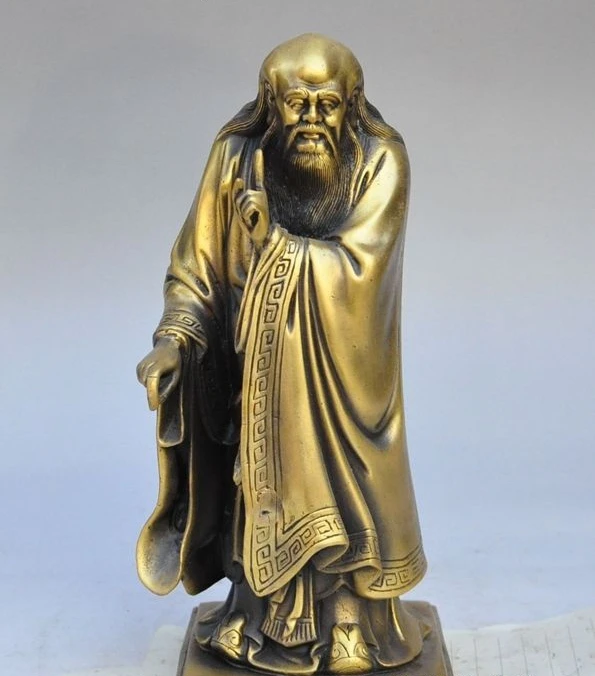 

10" china brass Ancient Famous Thinker Politician Statesman Laozi Lao Tzu statue