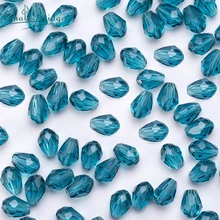 Cuentas de vidrio en forma de lágrima para mujer, facetadas de Austria, 6x8mm, fabricación de joyas, perlas de gota de agua, cuentas de cristal transparente, Briolette BeadsZ8