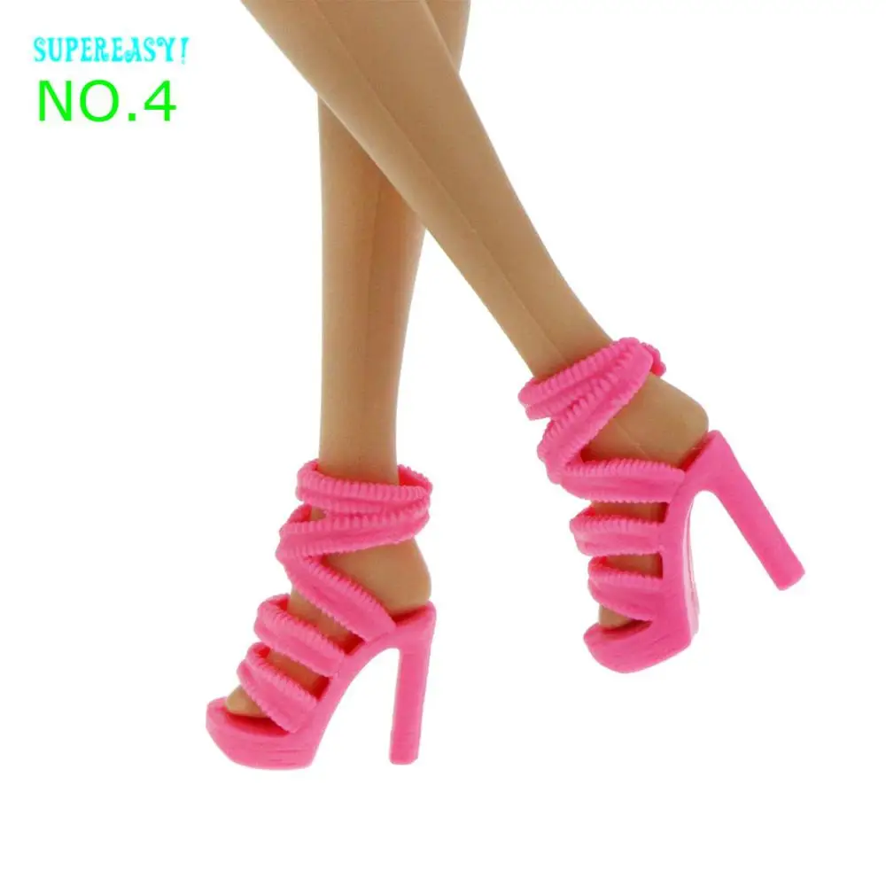 Модная обувь; Повседневная разноцветная обувь; босоножки на высоком каблуке; Одежда для куклы Барби; аксессуары; игрушки - Цвет: NO 4