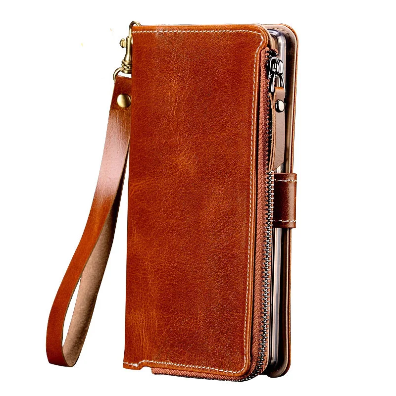 

Genuine Leather Flip Case For iPhone 8 X Xs case High Quality Purse Zipper Card Slots Phone Bag For iPhone 6 6S 7 Plus Wallet