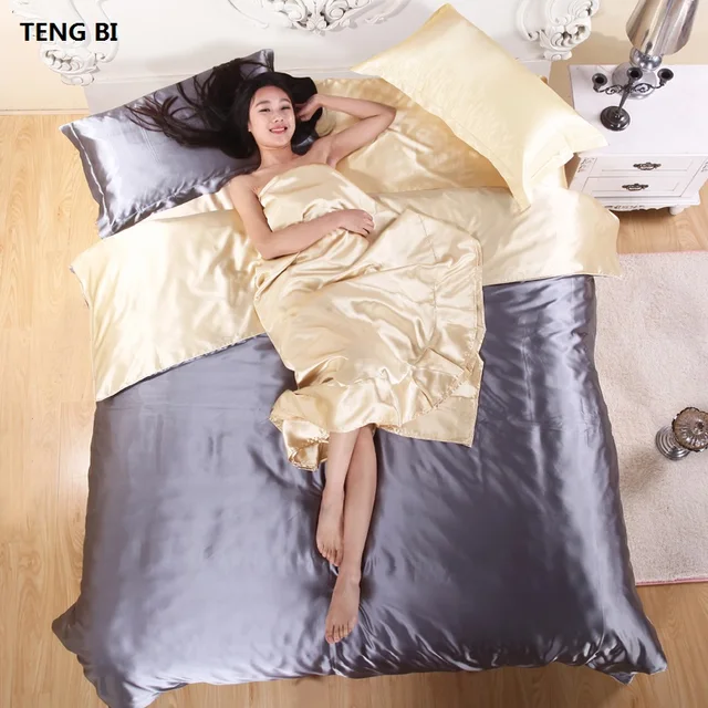 Lace Pure Satin Silk Bedding Set Adult Luxury Duvet Covers With Pillow –  Pgmdress