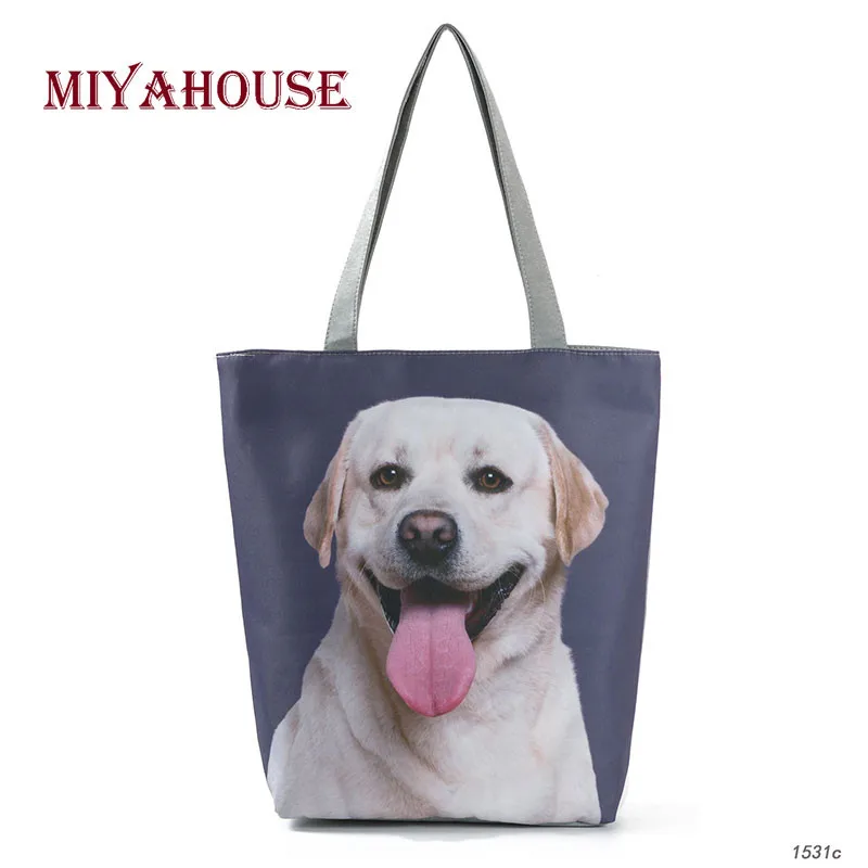 

Miyahouse Dogs Print Tote Female Canvas Bag Cartoon Design Summer Beach Bags For Female Daily Use Single Shoulder Shopping Bag