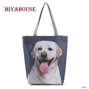 

Miyahouse Dogs Print Tote Female Canvas Bag Cartoon Design Summer Beach Bags For Female Daily Use Single Shoulder Shopping Bag