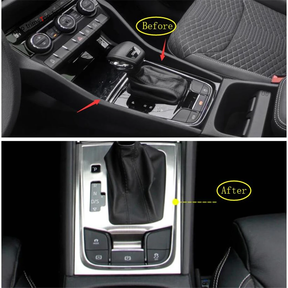 Yimaautotrims Stalls Center Control Gear Shift Cover Trim Fit For Skoda Kodiaq Stainless Steel Interior Mouldings