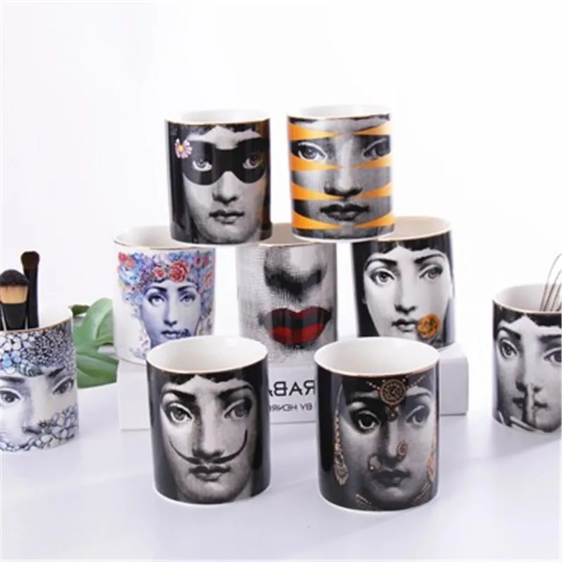 Fornasetti Lina человека уход за кожей лица Ретро керамика подсвечник коробка для хранения модные туфли леденцового ящик Туалетный столик цилиндр для макияжной кисти X2107
