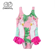 Летний Цельный купальник с рисунком животных для маленьких девочек, детский купальник без рукавов, летний купальный костюм, пляжная одежда для детей от 0 до 24 месяцев
