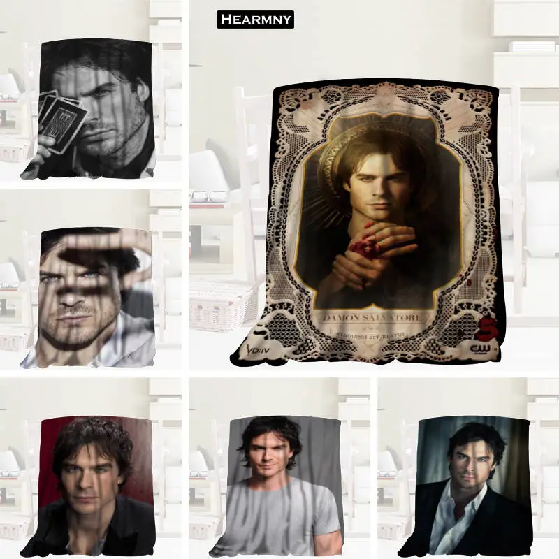

Custom Ian Somerhalder Blanket TR/ Flannel Fleece Fabric Blanket New Year Decoration Comfortable Warm Super Soft Bedroom