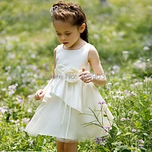 Special Offers 2015 New Real Flower Girl Dress with Flower Party Pageant Communion Dress Little Girls Kids/Children Dress for Wedding Bridal