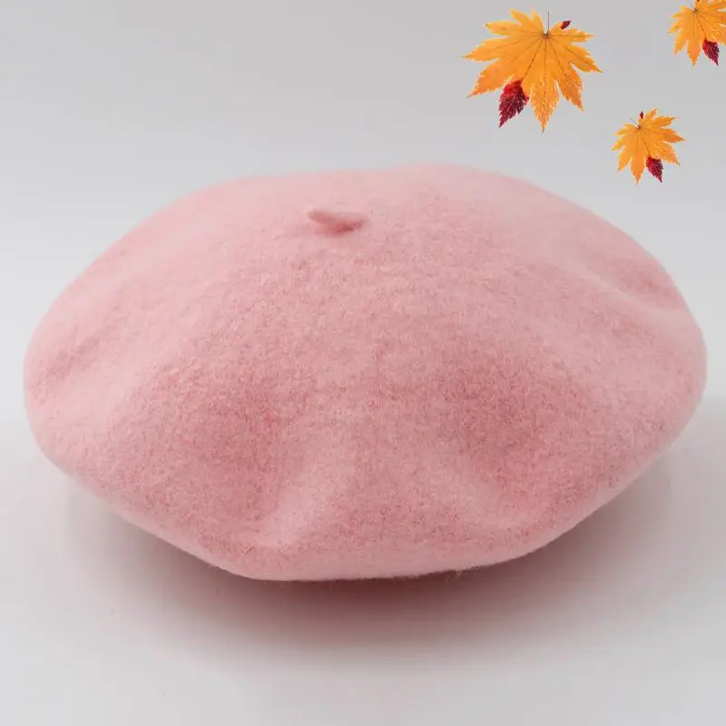 COKK, осенне-зимние шапки для девочек, шерстяные береты, мягкий теплый берет живописца, детская шапка для девочек, берет, шапка s Gorras Planas, хорошее качество - Цвет: Pink