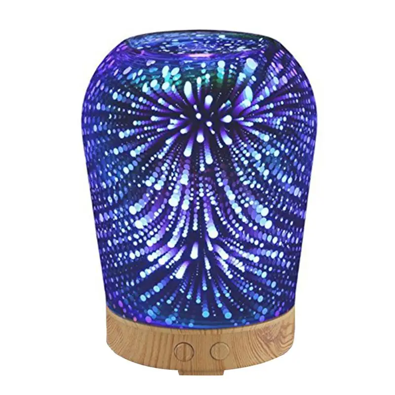 

Aromatherapy Oil Diffuser 100mL 3D Essential Oil Diffuser Ultrasonic Humidifier With 7 Color Night Light Changing (US Plug)